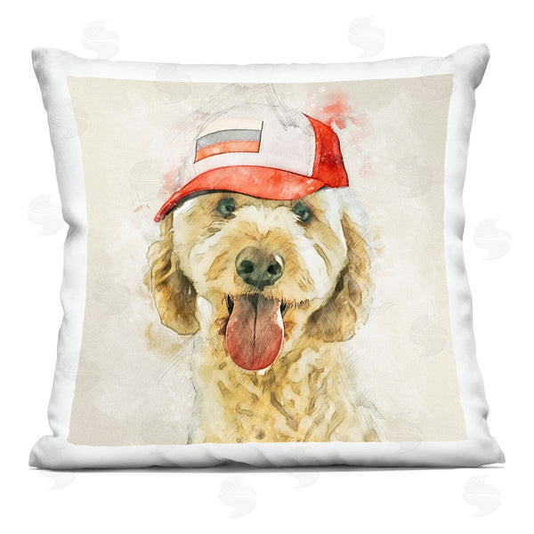 stupell industries Kim Curinga | Baseball Cap Goldendoodle Dog Printed Throw Pillow