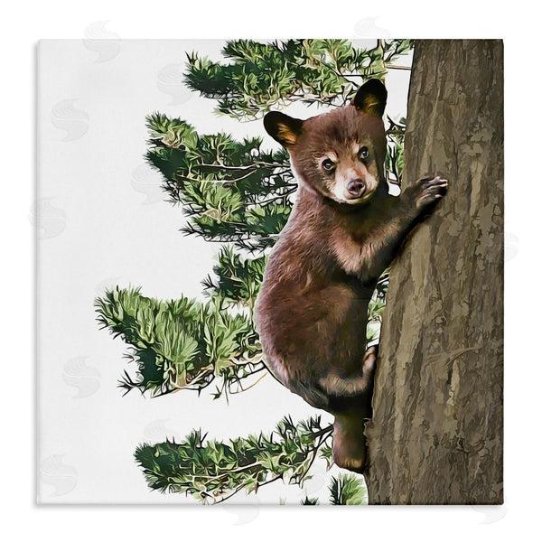 stupell industries Kim Curinga | Bear Cub Climbing Tree Nature Wall Art