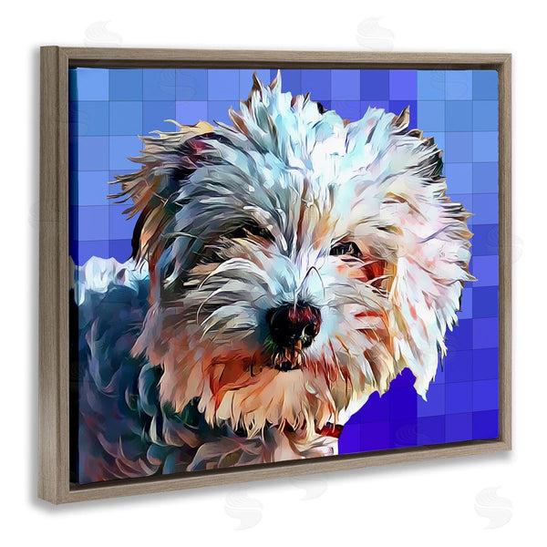 Stupell Industries Kim Curinga | Bichon Puppy Blue Pattern