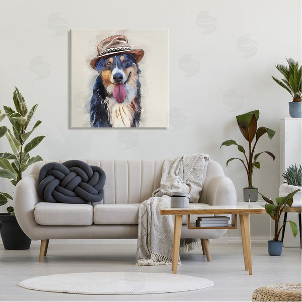 Stupell Industries Kim Curinga | Collie Dog Brown Hat Pet Wall Art