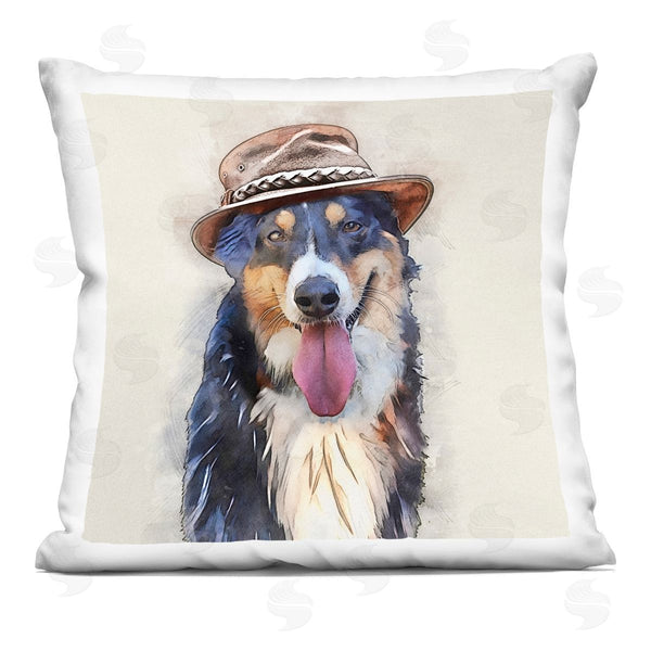 stupell industries Kim Curinga | Collie Dog Happy Hat Printed Throw Pillow