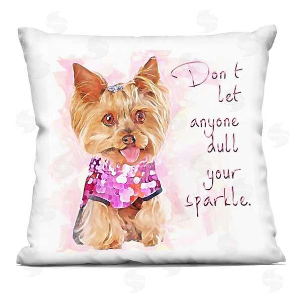 stupell industries Kim Curinga | Don't Let Anyone Dull Your Sparkle Yorkie Printed Throw Pillow