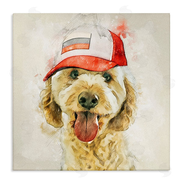 stupell industries Kim Curinga | Fun Dog Flag Stripes Hat Wall Art