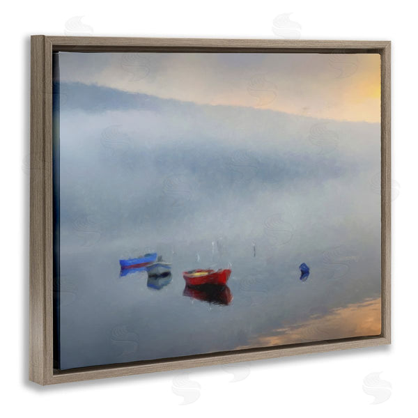 Stupell Industries Kim Curinga | Misty Lake Canoes Fog Scene Wall Art