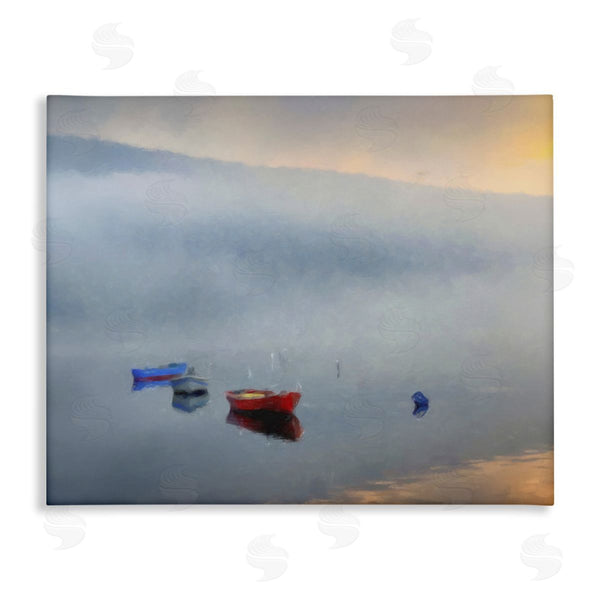 stupell industries Kim Curinga | Misty Lake Canoes Fog Scene Wall Art