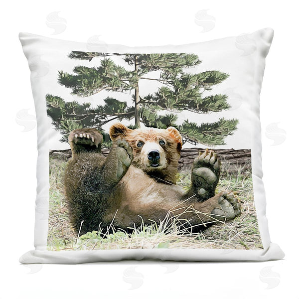 Stupell Industries Kim Curinga | Playful Bear Forest Clearing Printed Throw Pillow