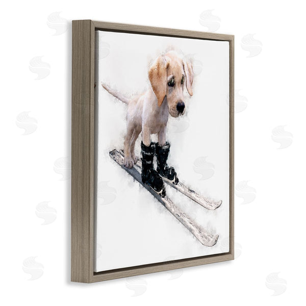 Stupell Industries Kim Curinga | Puppy Skiing Winter Pet Wall Art