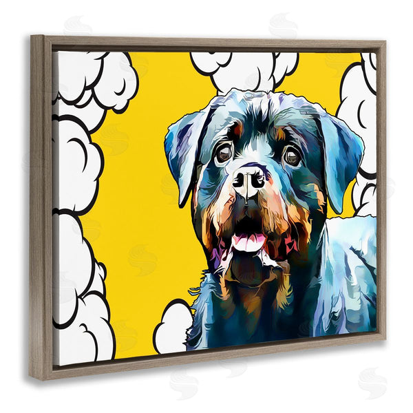 Stupell Industries Kim Curinga | Rottweiler Dog Yellow Pop Art