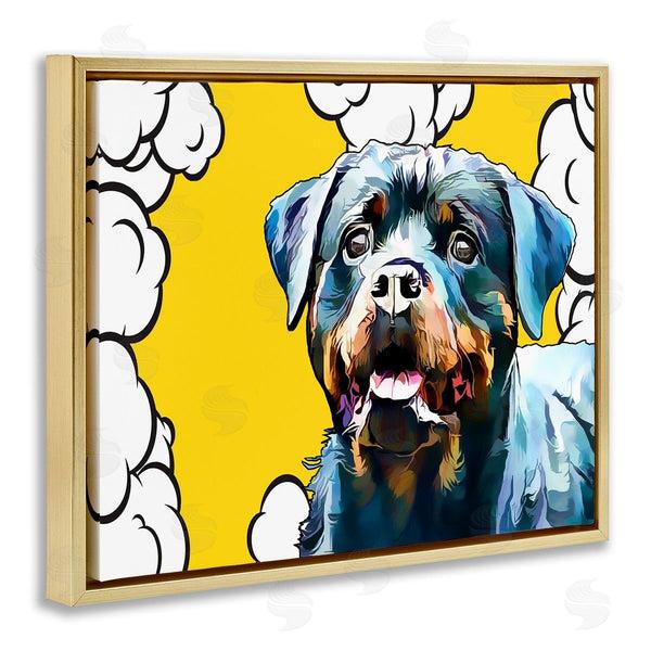 Stupell Industries Kim Curinga | Rottweiler Dog Yellow Pop Art