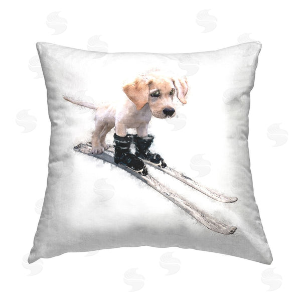 stupell industries Kim Curinga | Skiing Puppy Winter Pet Sports Printed Throw Pillow