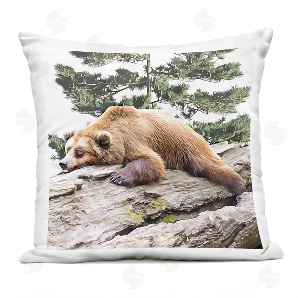 Stupell Industries Kim Curinga | Sleepy Bear Woodland Forest Printed Throw Pillow