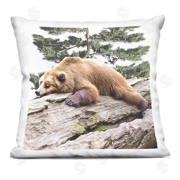 stupell industries Kim Curinga | Sleepy Bear Woodland Forest Printed Throw Pillow