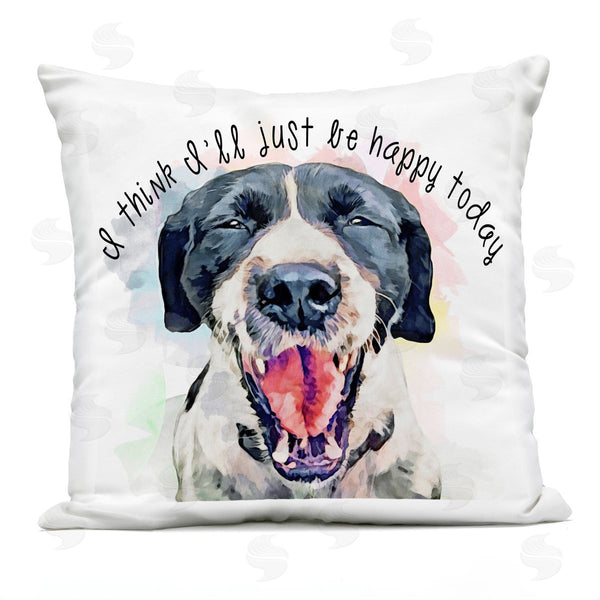 Stupell Industries Kim Curinga | Think I'll Just Be Happy Dog Phrase Printed Throw Pillow