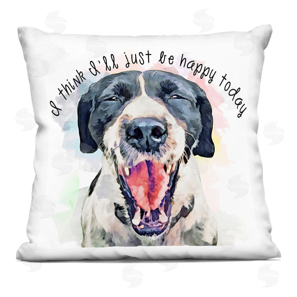 stupell industries Kim Curinga | Think I'll Just Be Happy Dog Phrase Printed Throw Pillow