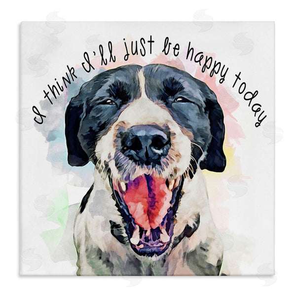 stupell industries Kim Curinga | Think I'll Just Be Happy Today Dog Smile Wall Art