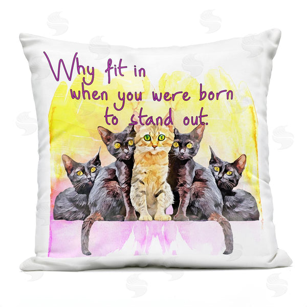 Stupell Industries Kim Curinga | Why Fit In Individuality Cats Phrase Printed Throw Pillow