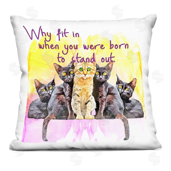 stupell industries Kim Curinga | Why Fit In Individuality Cats Phrase Printed Throw Pillow