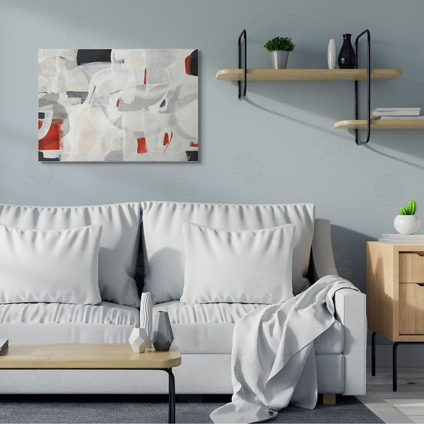 Stupell Industries Kippi Leonard | Contemporary Abstract White Curves Red Highlights Wall Art