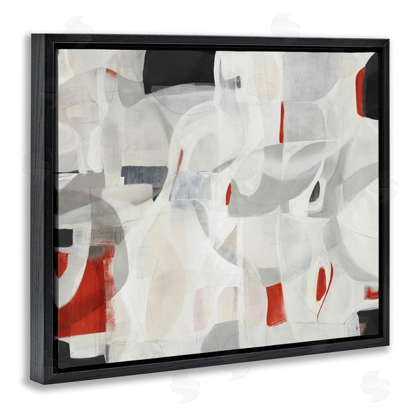 Stupell Industries Kippi Leonard | Contemporary Abstract White Curves Red Highlights Wall Art