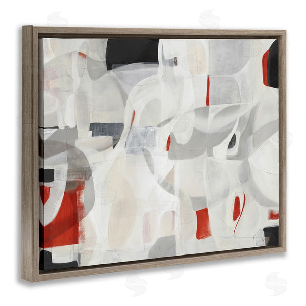 Stupell Industries Kippi Leonard | Contemporary Abstract White Curves Red Highlights Wall Art