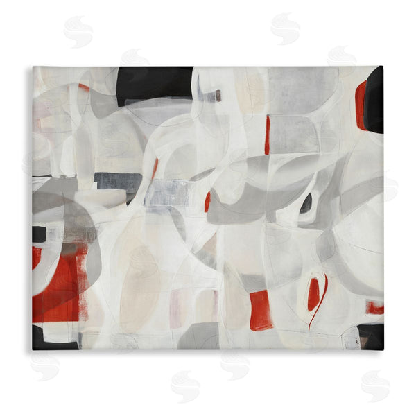 stupell industries Kippi Leonard | Contemporary Abstract White Curves Red Highlights Wall Art