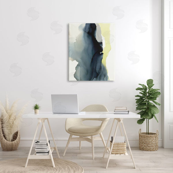 Stupell Industries Kippi Leonard | Fluid Layered Abstraction Grey Blue Yellow Distortion Wall Art