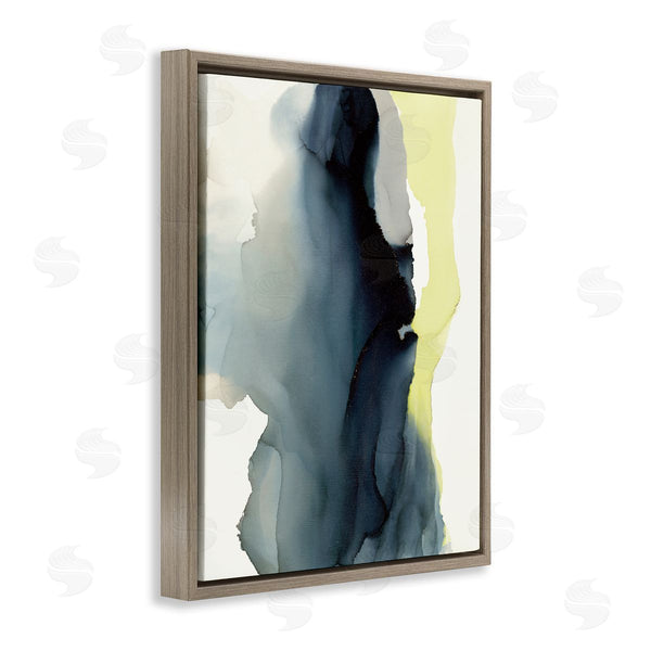 Stupell Industries Kippi Leonard | Fluid Layered Abstraction Grey Blue Yellow Distortion Wall Art