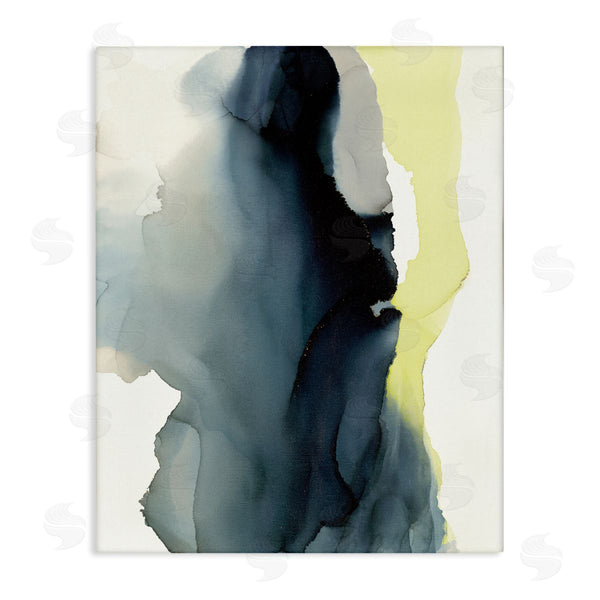 stupell industries Kippi Leonard | Fluid Layered Abstraction Grey Blue Yellow Distortion Wall Art