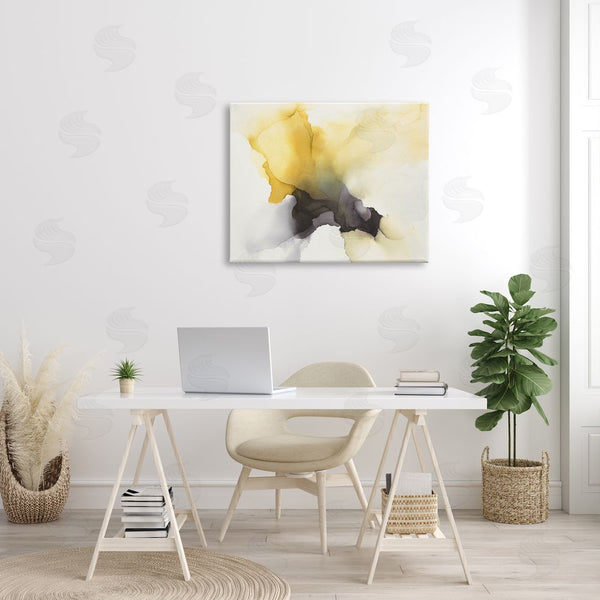 Stupell Industries Kippi Leonard | Futuristic Yellow Cloud Abstraction Fluid Shape Distortion Wall Art