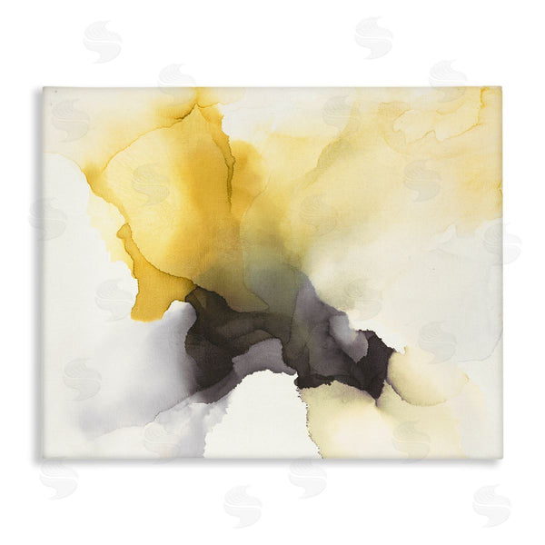 stupell industries Kippi Leonard | Futuristic Yellow Cloud Abstraction Fluid Shape Distortion Wall Art