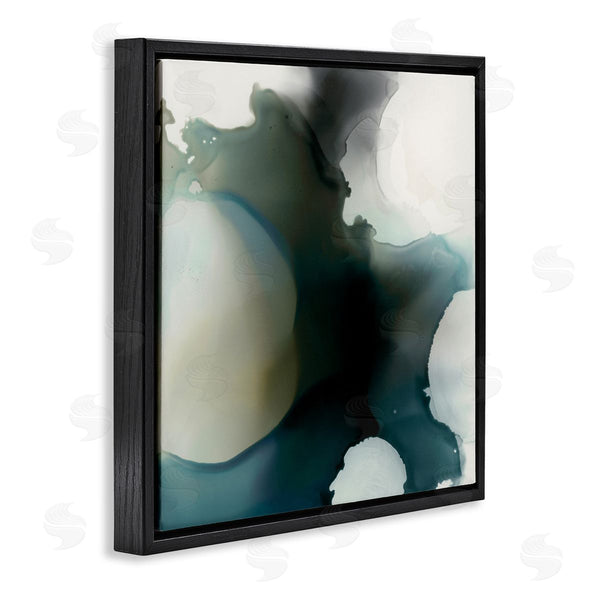 Stupell Industries Kippi Leonard | Ink Blot Abstraction Dark Grey Blue Distorted Shapes Wall Art