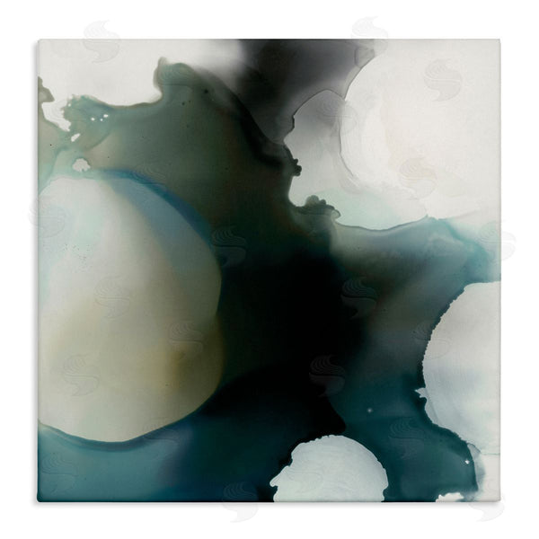 stupell industries Kippi Leonard | Ink Blot Abstraction Dark Grey Blue Distorted Shapes Wall Art