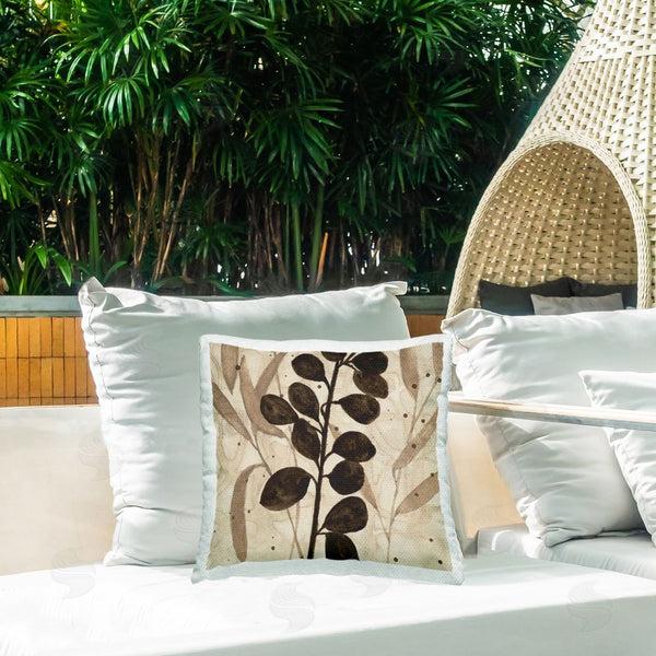 Stupell Industries Krinlox | Beige & Brown Natural Leaves Printed Throw Pillow