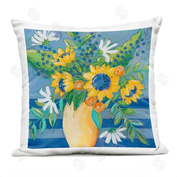 Stupell Industries Krinlox | Floral Bursts Among Blue Throw Pillow