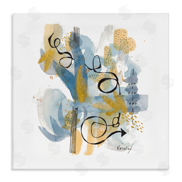 stupell industries Krinlox | Modern Directional Arrow Abstraction Blue Yellow Watercolor Wall Art