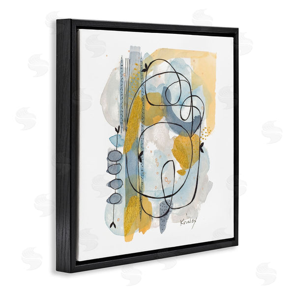 Stupell Industries Krinlox | Modern Leaf Line Abstraction Yellow Blue Watercolor Wall Art