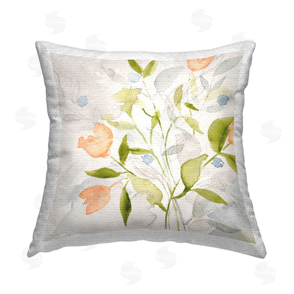 Stupell Industries Krinlox | Peach Blooms Abstract Sprigs Printed Throw Pillow