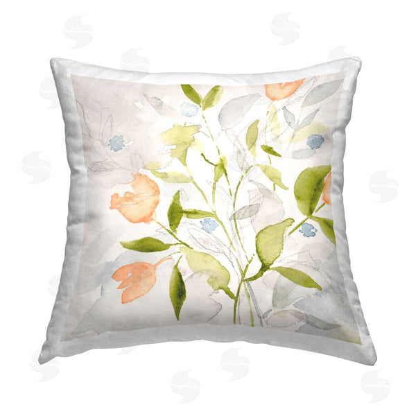 stupell industries Krinlox | Peach Blooms Abstract Sprigs Printed Throw Pillow