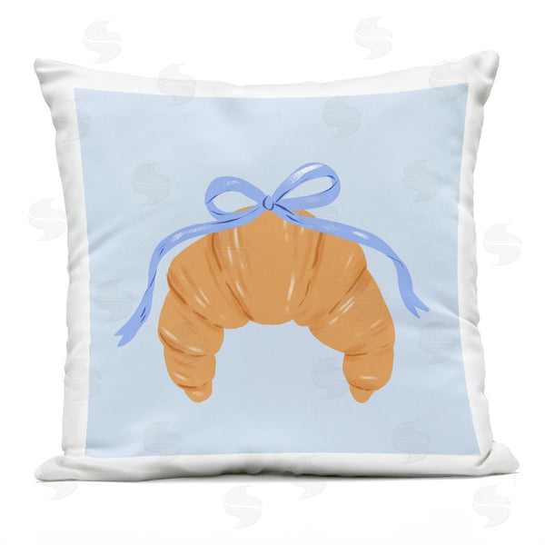 Stupell Industries Krissy Mast | Blue Bow Croissant Printed Throw Pillow