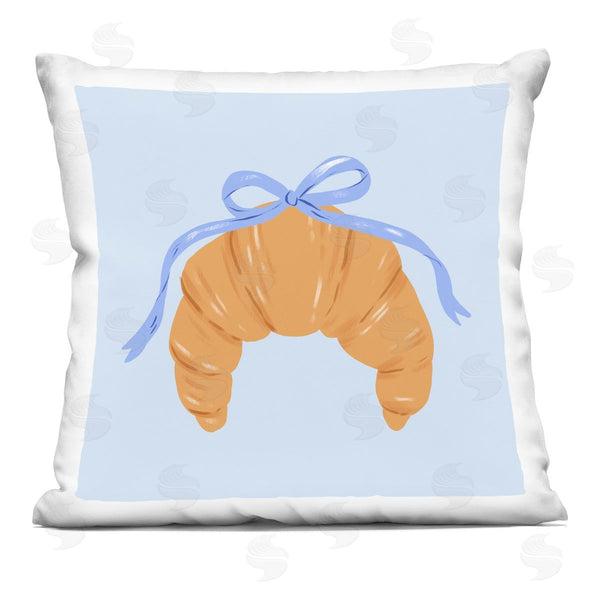 stupell industries Krissy Mast | Blue Bow Croissant Printed Throw Pillow