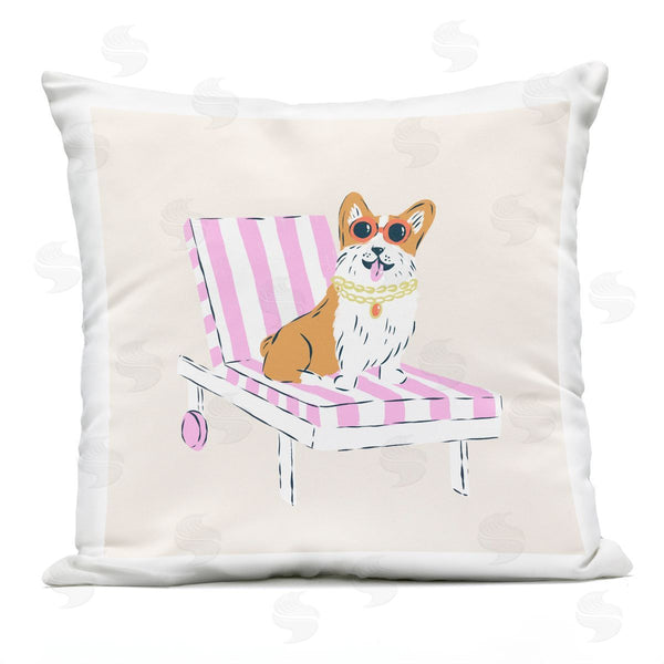 Stupell Industries Krissy Mast | Corgi In Lounge Chair Printed Throw Pillow
