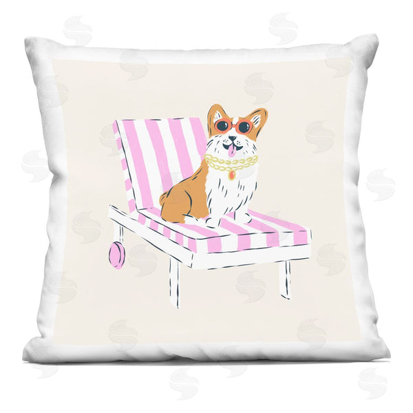 stupell industries Krissy Mast | Corgi in Lounge Chair Printed Throw Pillow