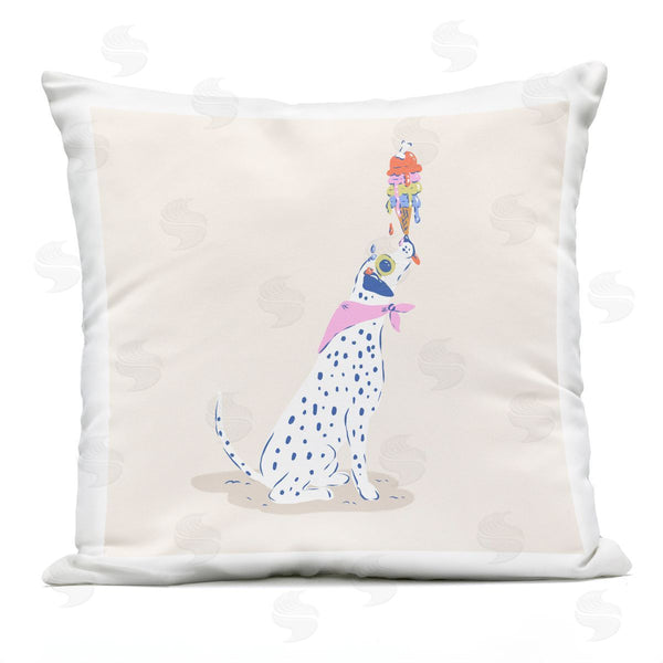 Stupell Industries Krissy Mast | Dalmatian & Dripping Ice Cream Printed Throw Pillow