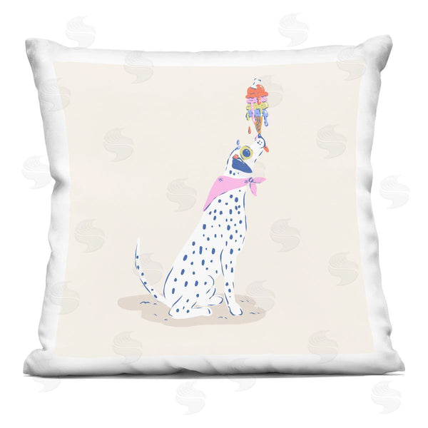 stupell industries Krissy Mast | Dalmatian & Dripping Ice Cream Printed Throw Pillow
