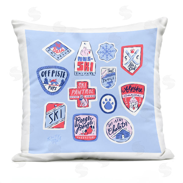 Stupell Industries Krissy Mast | Dog Ski Tickets Placement Printed Throw Pillow