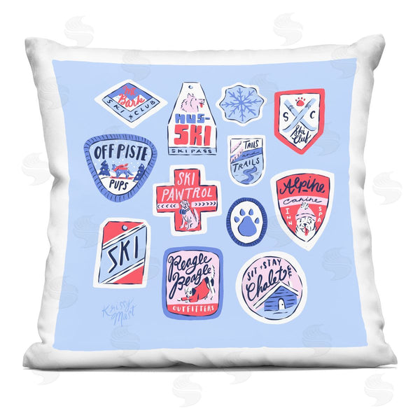 stupell industries Krissy Mast | Dog Ski Tickets Placement Printed Throw Pillow