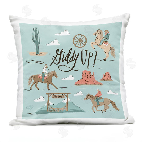 Stupell Industries Krissy Mast | Giddy Up Cowboys & Ranch Printed Throw Pillow