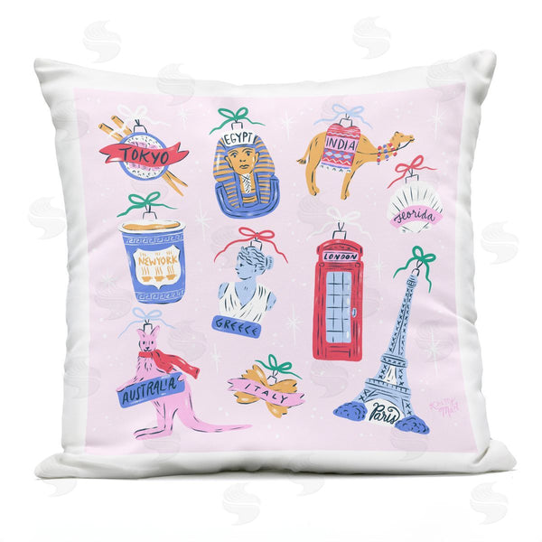 Stupell Industries Krissy Mast | Global Travel Ornaments Printed Throw Pillow