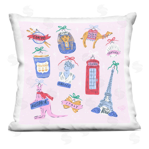 stupell industries Krissy Mast | Global Travel Ornaments Printed Throw Pillow