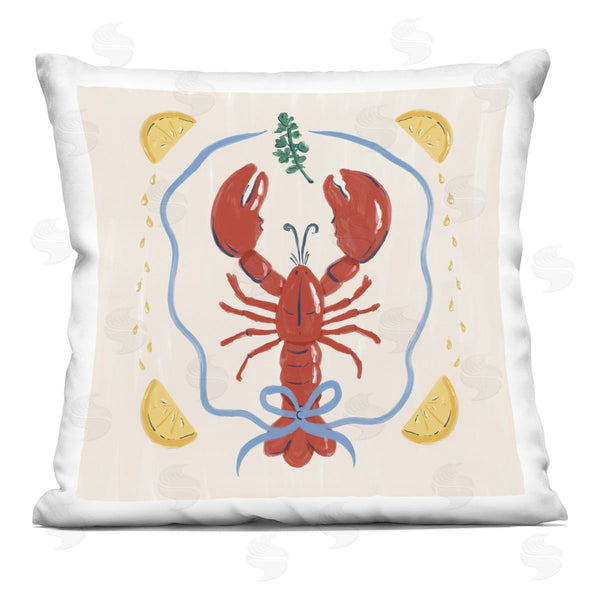 stupell industries Krissy Mast | Lobster & Ribbon Illustration Printed Throw Pillow